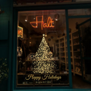 Eleganter Goldener Weihnachtsbaum Business-Urlaub Fensteraufkleber