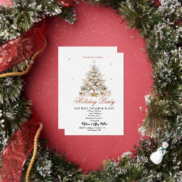 Eleganter goldener Weihnachtsbaum-Feierparty  Folieneinladung
