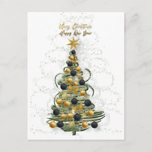 Eleganter goldener Weihnachtsbaum Feiertags-Postk Feiertagspostkarte