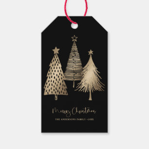Eleganter goldener Weihnachtsbaum Frohe Weihnachte Geschenkanhänger