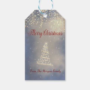 Eleganter, goldener Weihnachtsbaum, Konfetti Geschenkanhänger