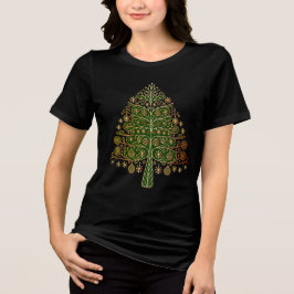 Eleganter goldener Weihnachtsbaum Tri-Blend Shirt