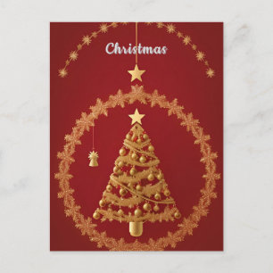 Eleganter goldener Weihnachtsbaumschmuck Postkarte
