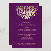 Eleganter goldener Zirkel Lila formell Einladung (Vorne/Hinten)