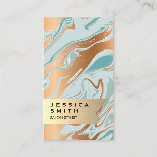 Eleganter goldfarbener Flüssig-Marmor Visitenkarte (Vorderseite)