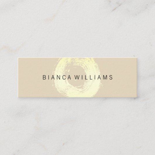 Eleganter goldfarbener Kreis (beige) Mini Visitenkarte (Vorderseite)