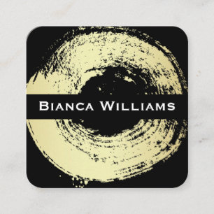 Eleganter goldfarbener Kreis / Schwarz Quadratische Visitenkarte