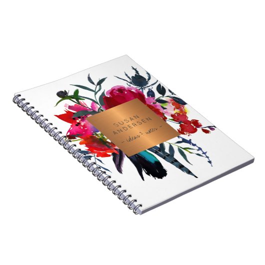 Eleganter goldfarbener Kupfer metallische rote Mar Notizblock (Rechte Seite)