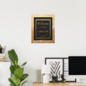 Eleganter goldfarbener Marmor Begrüßungsschreiben Poster (Heimbüro)