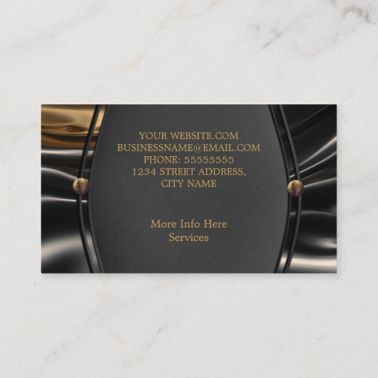 Eleganter goldfarbener schwarzer Seidenausdruck Visitenkarte (Rückseite)