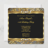 Eleganter Goldfilm Damask Black Diamond Geburtstag Einladung (Vorderseite)