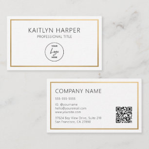 Eleganter Goldfolienrahmen Minimal Logo QR-Code Visitenkarte