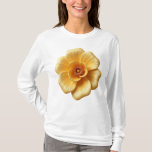 Eleganter goldgelber Blume Langschläfer T - Shirt