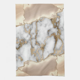 Eleganter Goldglitter Grauer Marmor Geschirrtuch