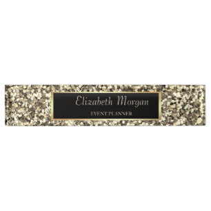 Eleganter Goldglitter Namensplakette