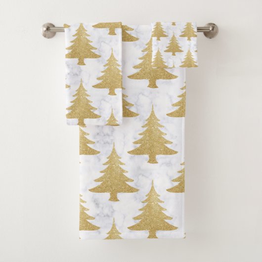 Eleganter GoldGlitzer u. weißer Badhandtuch Set (Insitu)