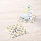 Eleganter GoldGlitzer u. weißer Rechteckiger Pappuntersetzer (Vor Ort)