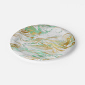Eleganter, goldgrüner Marmor-Look Pappteller (Schrägansicht)