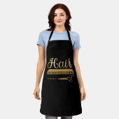 Eleganter Goldhairstylist Salon Name Schürze (Getragen)