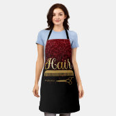 Eleganter Goldhairstylist Salon Name Schürze (Getragen)