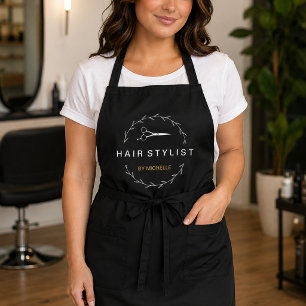 Eleganter Goldhairstylist Salon Name Schürze