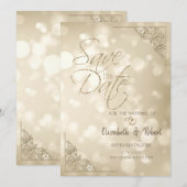 Eleganter Goldherzen-Rahmen-Bokeh Save The Date (Vorne/Hinten)
