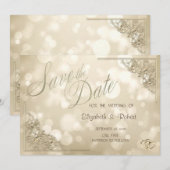 Eleganter Goldherzen-Rahmen-Bokeh Save The Date (Vorne/Hinten)