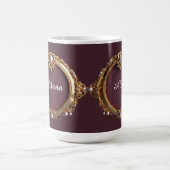 Eleganter Goldherzrahmen mit Perlendetail Kaffeetasse (Mittel)
