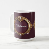 Eleganter Goldherzrahmen mit Perlendetail Kaffeetasse (Vorderseite Links)