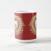 Eleganter Goldherzrahmen mit Perlendetail Kaffeetasse (Mittel)