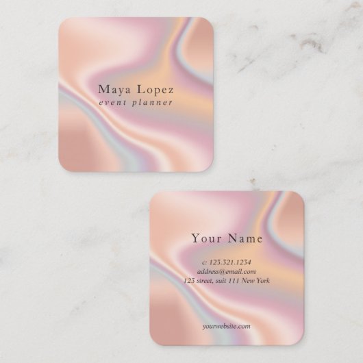 Eleganter Goldholografischer Event-Planer der mode Quadratische Visitenkarte (Vorne/Hinten)