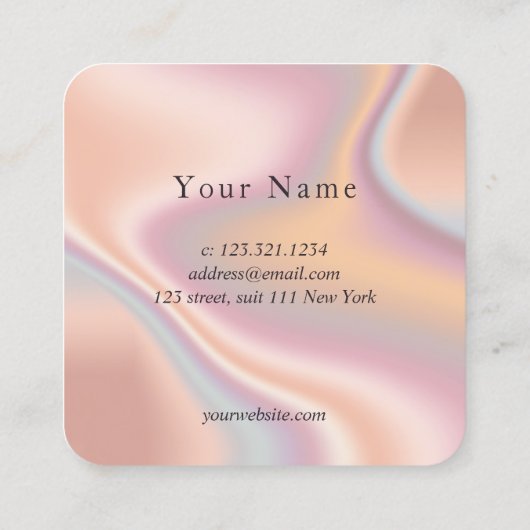 Eleganter Goldholografischer Event-Planer der mode Quadratische Visitenkarte (Rückseite)