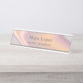 Eleganter Goldholografischer Event-Planer der mode Schreibtischnamensplakette (Vorderseite )