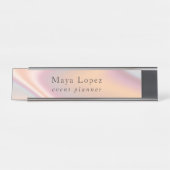 Eleganter Goldholografischer Event-Planer der mode Schreibtischnamensplakette (Vorderseite )