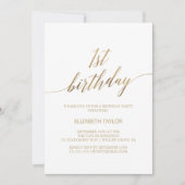 Eleganter Goldkalligraphie 1. Geburtstag Einladung (Vorderseite)