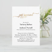 Eleganter Goldkalligraphie nur verheirateter Empfa Einladung (Stehend Vorderseite)