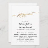 Eleganter Goldkalligraphie nur verheirateter Empfa Einladung (Vorne/Hinten)