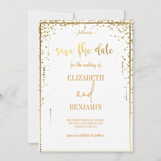 Eleganter GoldklasseMinimalist Save the Date (Vorderseite)