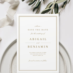 Eleganter GoldklasseMinimalist Save the Date
