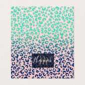 Eleganter Goldleopard-Druck Blauer Minzgrat Rosa Visitenkarten (Außenseite Aufgefaltet)