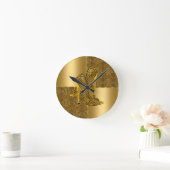 Eleganter Goldleopard-hoher Absatz beschuht Tier Runde Wanduhr (Zuhause)