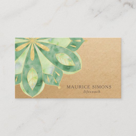 Eleganter Goldlotus Yoga-Dozent Mandala Visitenkarte (Vorderseite)