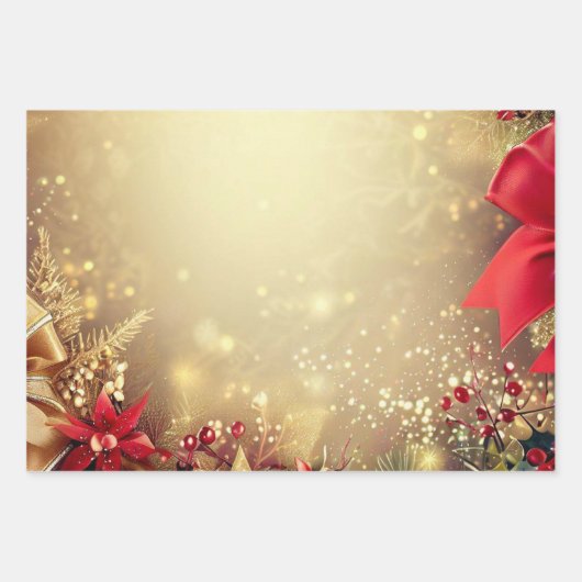 Eleganter Goldluxus in Rot Geschenkpapier Set