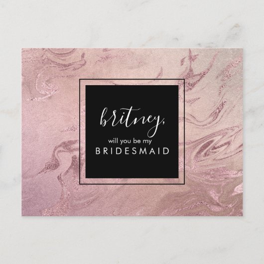 Eleganter Goldmarmor aus der Rose wird meine Braut Einladungspostkarte (Vorderseite)