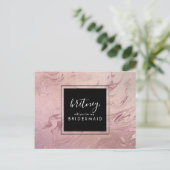 Eleganter Goldmarmor aus der Rose wird meine Braut Einladungspostkarte (Stehend Vorderseite)