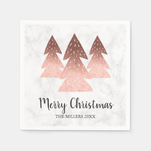 Eleganter Goldmarmor der Rose Frohe Weihnachtsbaum Serviette