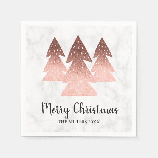Eleganter Goldmarmor der Rose Frohe Weihnachtsbaum Serviette (Vorderseite)
