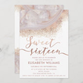 Eleganter Goldmarmor der Rose über schicke Kalligr Einladung (Vorne/Hinten)