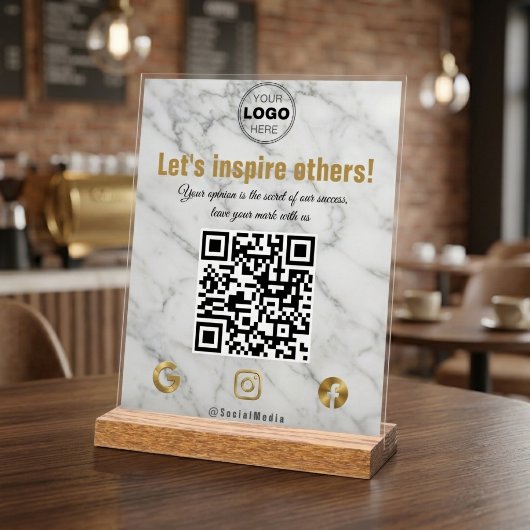 Eleganter Goldmarmor Moderner Geschäft- QR-Code Acrylschild