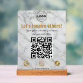 Eleganter Goldmarmor Moderner Geschäft- QR-Code Acrylschild (Neutral)
